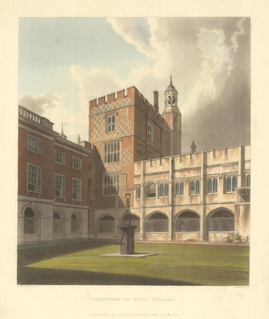 Cloisters of Eton College. Ackermann's schools 1816 old antique print picture